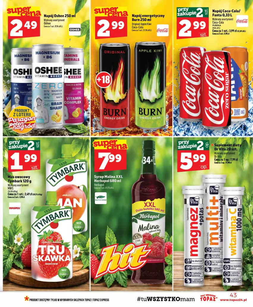 Gazetka promocyjna Topaz - Gazetka - ważna 08.10 do 14.10.2026 - strona 43 - produkty: Herbapol, Oshee, Ser, Suplement diety, Syrop, Tablet, Top
