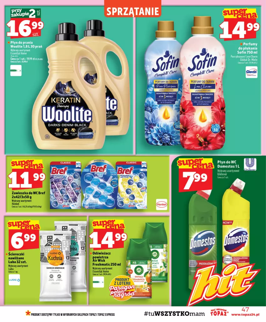 Gazetka promocyjna Topaz - Gazetka - ważna 08.10 do 14.10.2026 - strona 47 - produkty: Bref, Domestos, Lack, Perfum, Top, Zawieszka do wc