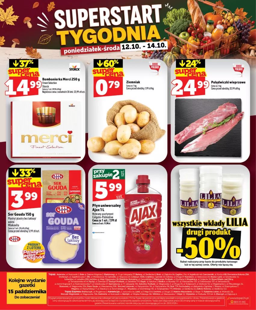 Gazetka promocyjna Topaz - Gazetka - ważna 08.10 do 14.10.2026 - strona 50 - produkty: Ajax, Gouda, Merci, Mleko, Mlekovita, Olej, Ser