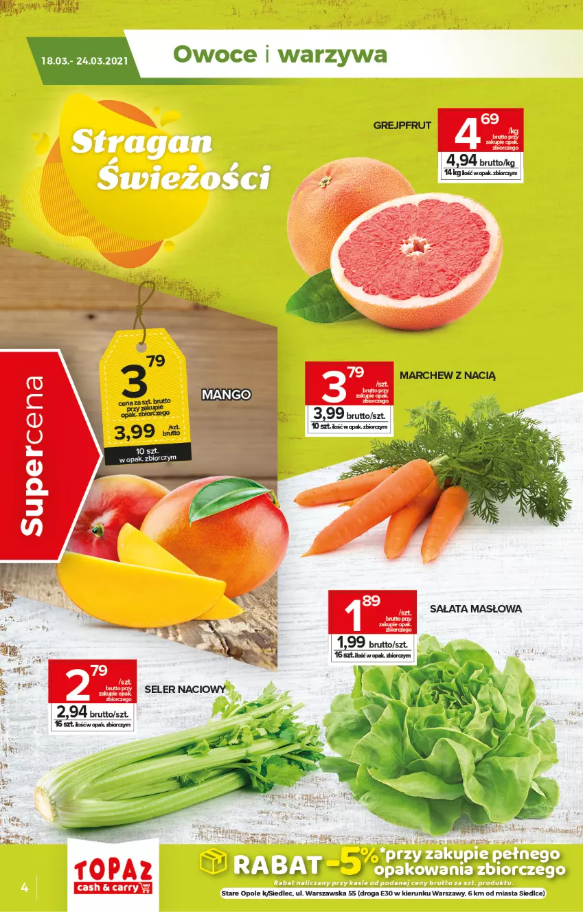 Gazetka promocyjna Topaz - Gazetka - ważna 18.03 do 24.03.2021 - strona 4 - produkty: Grejpfrut, Masło, Sałat, Sałata masłowa