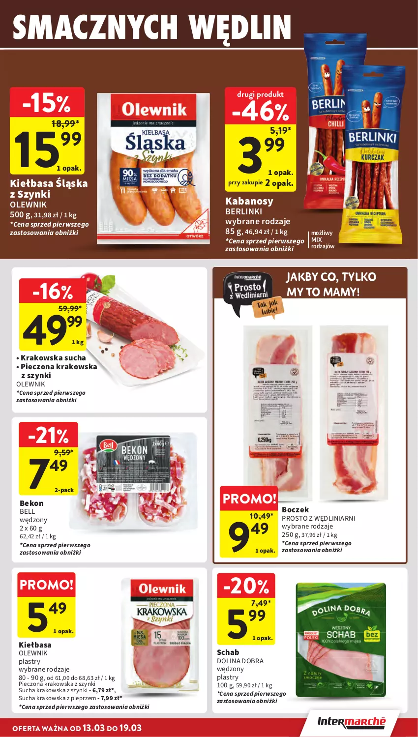 Gazetka promocyjna Intermarche - Gazetka promocyjna - ważna 13.03 do 19.03.2025 - strona 15 - produkty: Beko, Bell, Berlinki, Boczek, Kabanos, Kiełbasa, Kiełbasa śląska, Olewnik, Piec, Pieprz