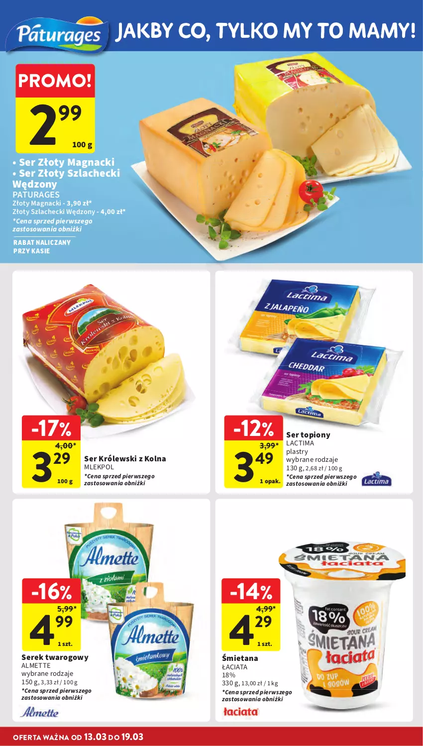 Gazetka promocyjna Intermarche - Gazetka promocyjna - ważna 13.03 do 19.03.2025 - strona 20 - produkty: Almette, Królewski, Ser, Ser topiony, Serek, Serek twarogowy, Top