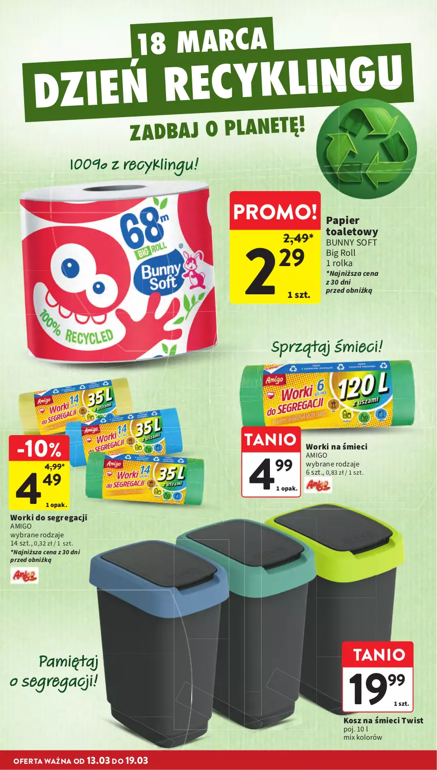 Gazetka promocyjna Intermarche - Gazetka promocyjna - ważna 13.03 do 19.03.2025 - strona 34 - produkty: Kosz, Mięta, Papier, Papier toaletowy, Worki na śmiec, Worki na śmieci