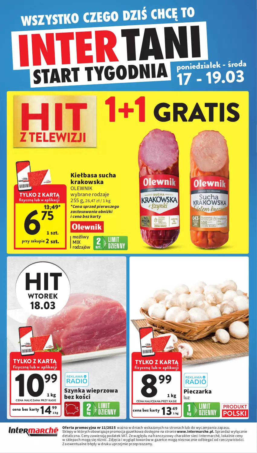 Gazetka promocyjna Intermarche - Gazetka promocyjna - ważna 13.03 do 19.03.2025 - strona 40 - produkty: Gra, Kiełbasa, Olewnik, Piec, Pieczarka, Szynka, Szynka wieprzowa