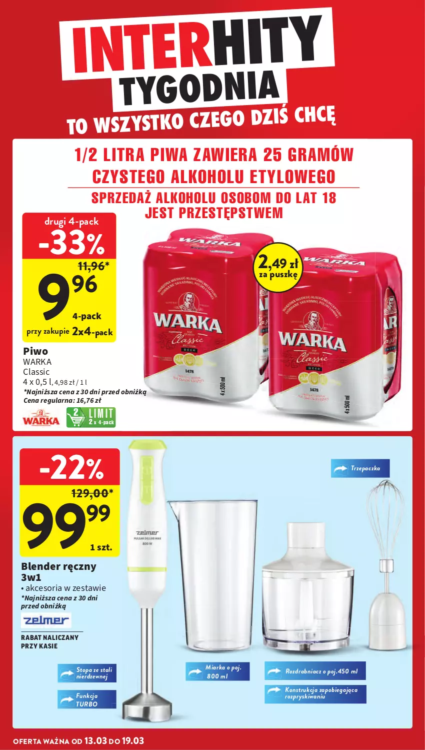 Gazetka promocyjna Intermarche - Gazetka promocyjna - ważna 13.03 do 19.03.2025 - strona 6 - produkty: Blender, Blender ręczny, Gra, Miarka, Piwa, Piwo, Rozdrabniacz, Top, Trzepaczka, Warka