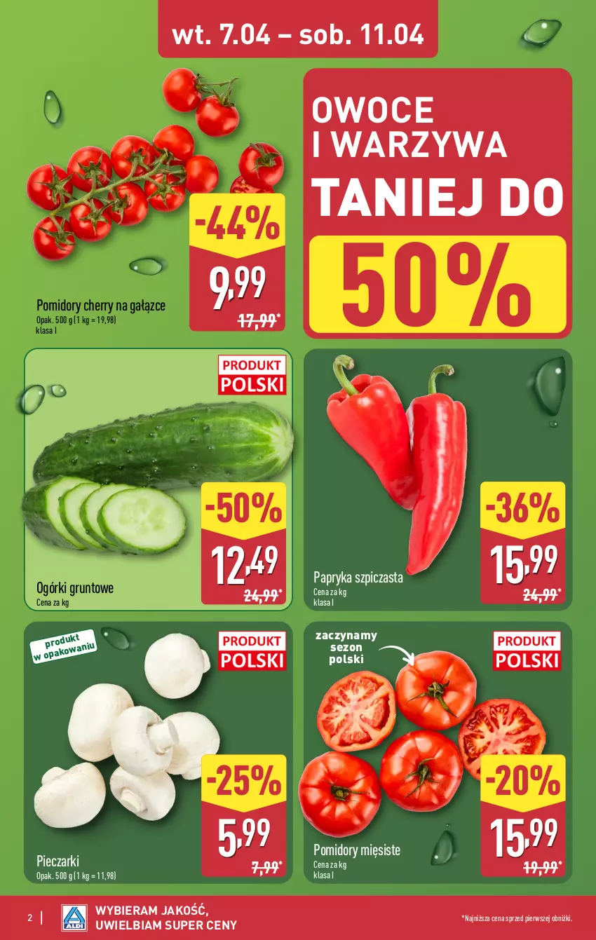 Gazetka promocyjna Aldi - Pełna oferta - ważna 07.04 do 11.04.2026 - strona 2 - produkty: Grunt, Owoce, Papryka, Piec, Pomidory, Szpic, Warzywa