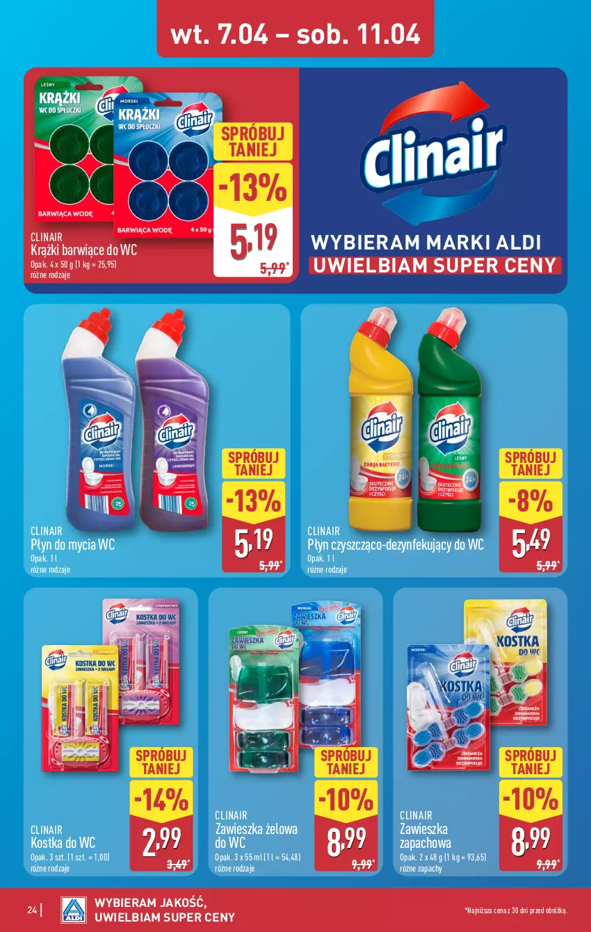 Gazetka promocyjna Aldi - Pełna oferta - ważna 07.04 do 11.04.2026 - strona 24 - produkty: Clin, Kostka do wc, Płyn do mycia