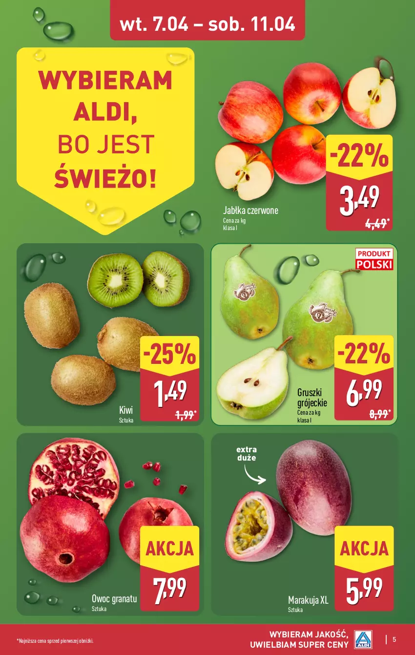 Gazetka promocyjna Aldi - Pełna oferta - ważna 07.04 do 11.04.2026 - strona 5 - produkty: Gra, Granat, Gruszki, Jabłka, Kiwi