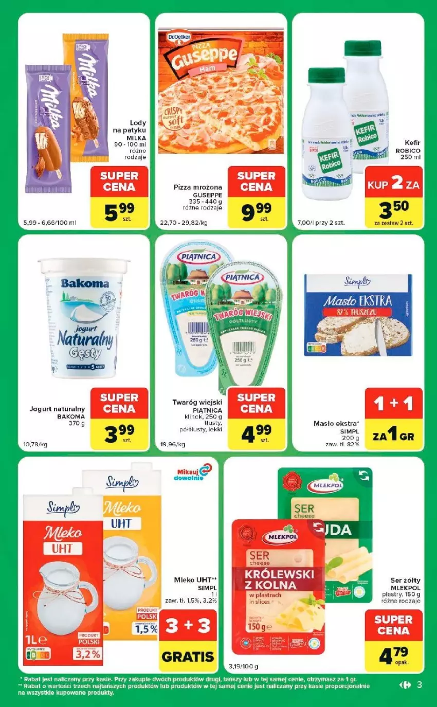 Gazetka promocyjna Carrefour - Gazetka Express w SUMIE ekspresowe zakupy - ważna 08.09 do 14.09.2026 - strona 3 - produkty: Bakoma, BIC, Fa, Gra, Jogurt, Jogurt naturalny, LG, Lody, Masło, Milka, Mleko, Piątnica, Pizza, Por, Robico, Ser, Twaróg