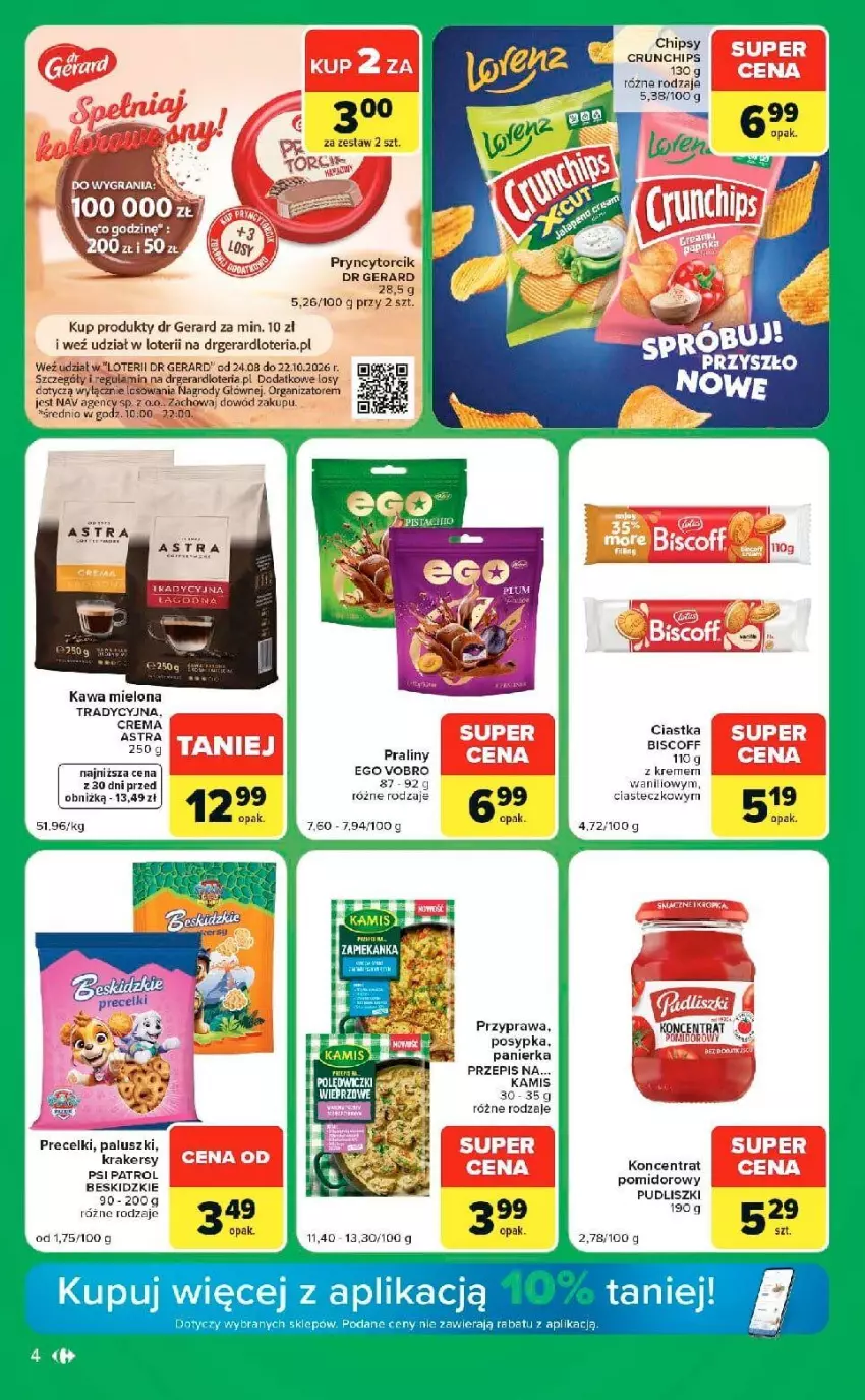 Gazetka promocyjna Carrefour - Gazetka Express w SUMIE ekspresowe zakupy - ważna 08.09 do 14.09.2026 - strona 4 - produkty: Beskidzki, Ciastka, Dr Gerard, Kamis, Kawa, Kawa mielona, Precelki, Psi Patrol, Ser