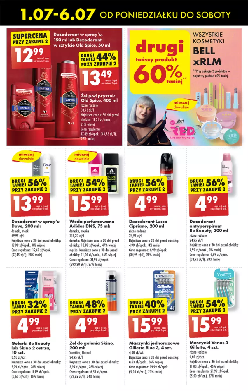 Gazetka promocyjna Biedronka - Od poniedzialku - ważna 01.07 do 06.07.2024 - strona 59 - produkty: Adidas, Antyperspirant, Be Be, Bell, Dezodorant, Dove, Gillette, Perfum, Venus, Woda, Woda perfumowana