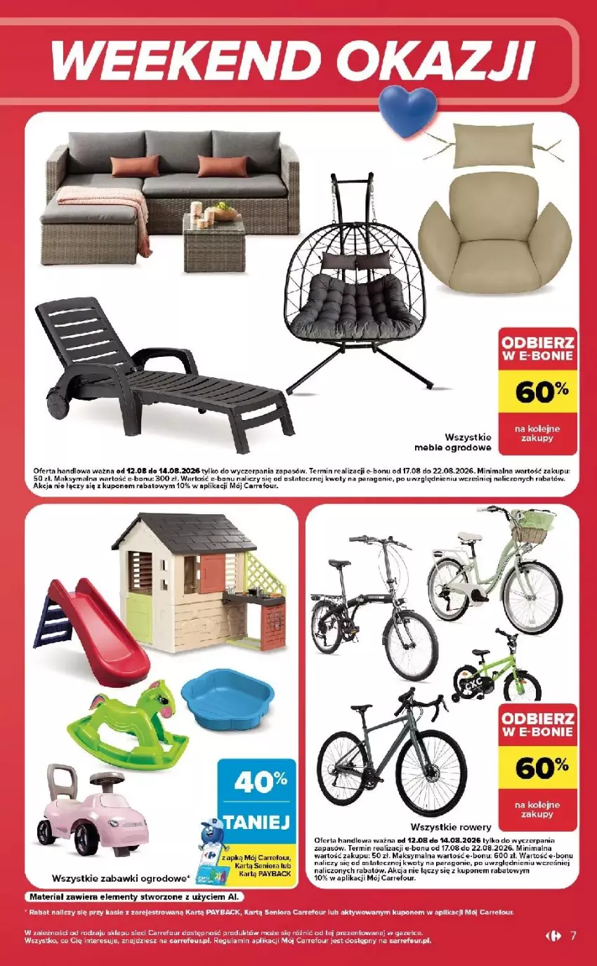 Gazetka promocyjna Carrefour - Gazetka Carrefour, Market w SUMIE od środy WEEKEND OKAZJI - ważna 12.08 do 14.08.2026 - strona 7 - produkty: AEG, Meble, Olej, Rower