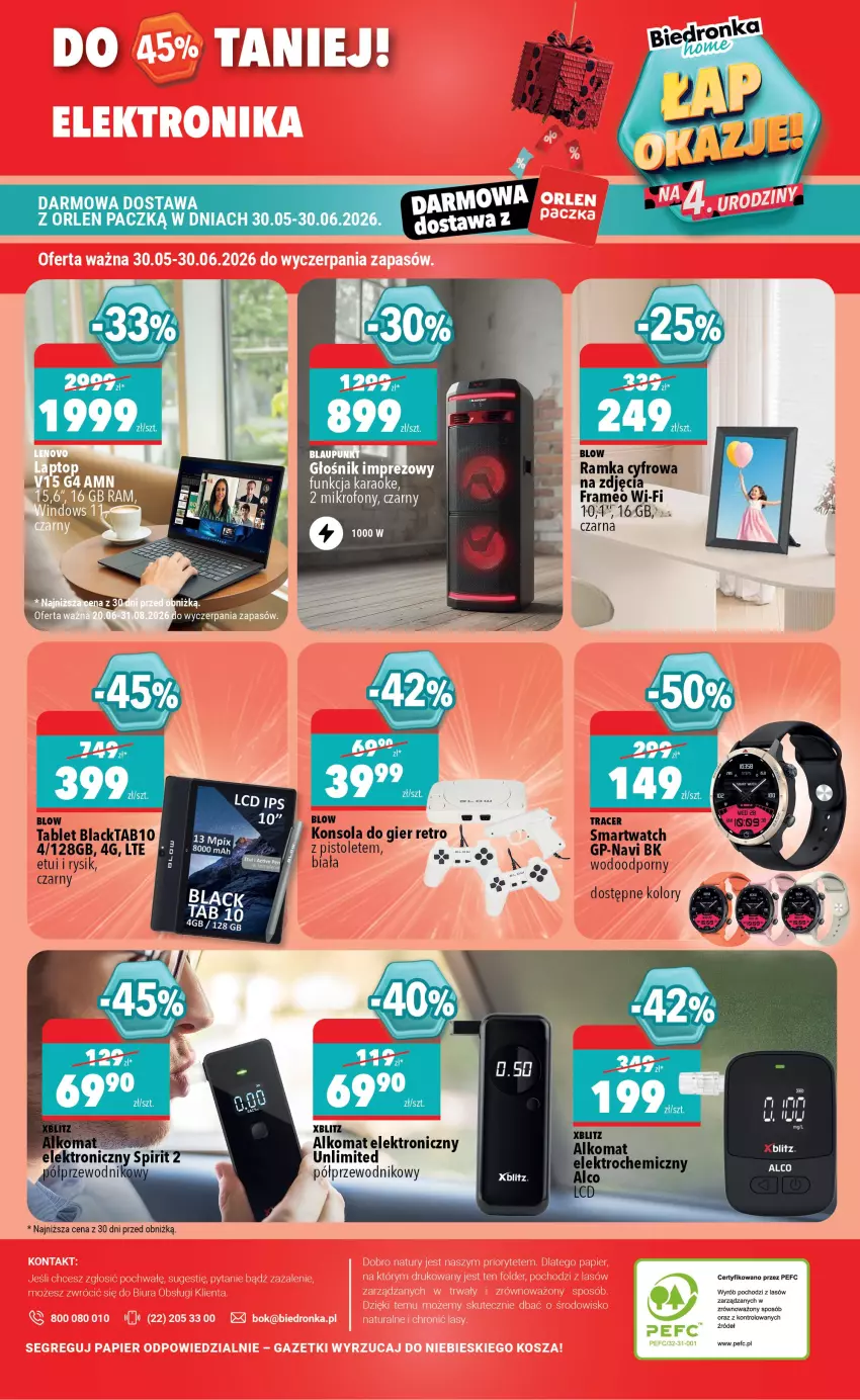 Gazetka promocyjna Biedronka - Gazetka - ważna 20.06 do 27.06.2026 - strona 6 - produkty: Acer, Alkomat, Głośnik, Konsola, Lack, Mikrofon, Pistolet, Por, Przewodnik, Ramka, Smartwatch, Tablet, Xblitz