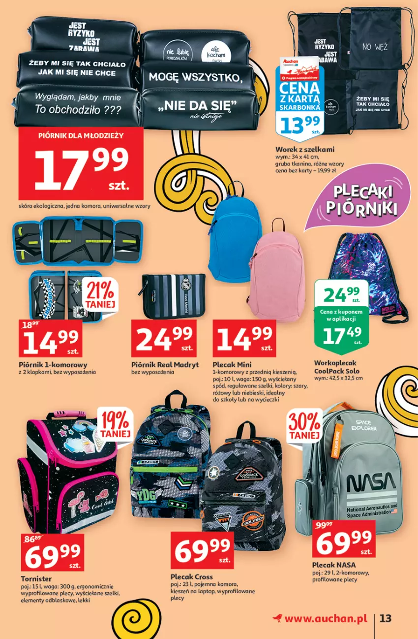 Gazetka promocyjna Auchan - Rysują się kolorowe sny Hipermarkety - ważna 19.08 do 25.08.2021 - strona 13 - produkty: Piórnik, Plecak, Top, Waga