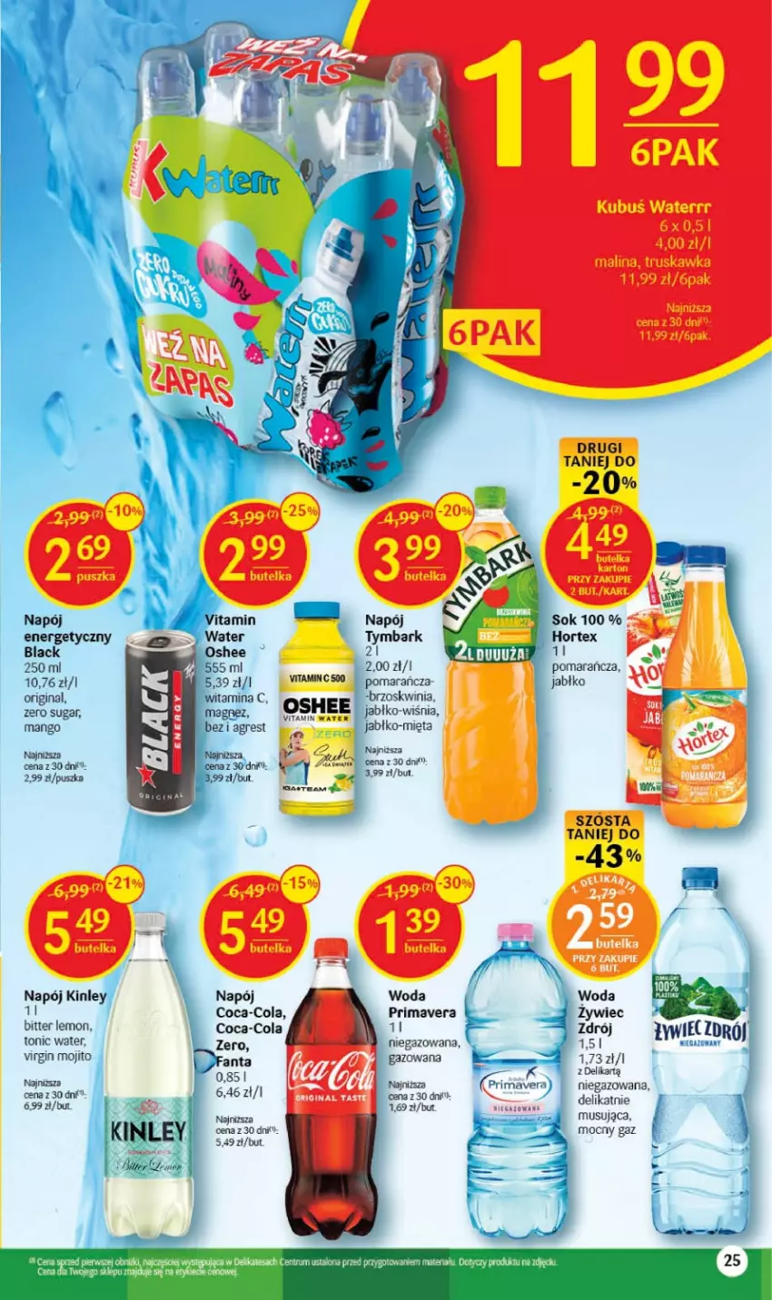 Gazetka promocyjna Delikatesy Centrum - Gazetka DC26 - ważna 06.07 do 12.07.2023 - strona 25 - produkty: Coca-Cola, Gin, Gres, Hortex, Kubuś, Kubuś Waterrr, Lack, Mango, Mięta, Mus, Napój, Oshee, Prima, Primavera, Tymbark, Woda