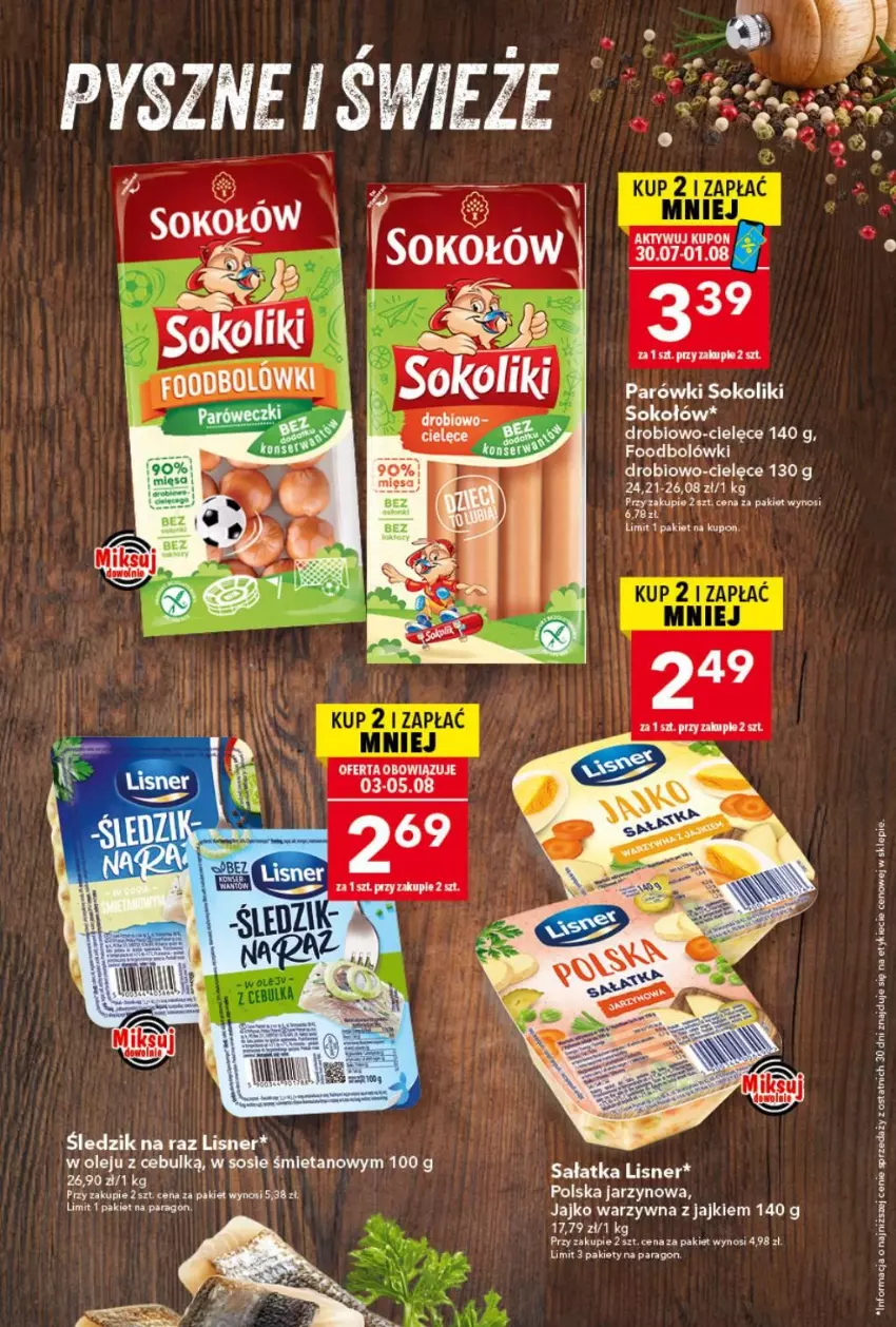 Gazetka promocyjna Lewiatan - Gazetka ogólnopolska - ważna 30.07 do 05.08.2026 - strona 2 - produkty: Lisner, Olej, Parówki, Parówki sokoliki, Sałat, Sałatka, Sok, Sokołów, Sos
