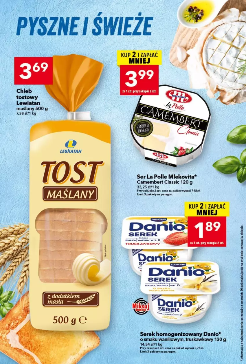 Gazetka promocyjna Lewiatan - Gazetka ogólnopolska - ważna 30.07 do 05.08.2026 - strona 3 - produkty: Camembert, Danio, Mleko, Mlekovita, Ser, Serek, Serek homogenizowany