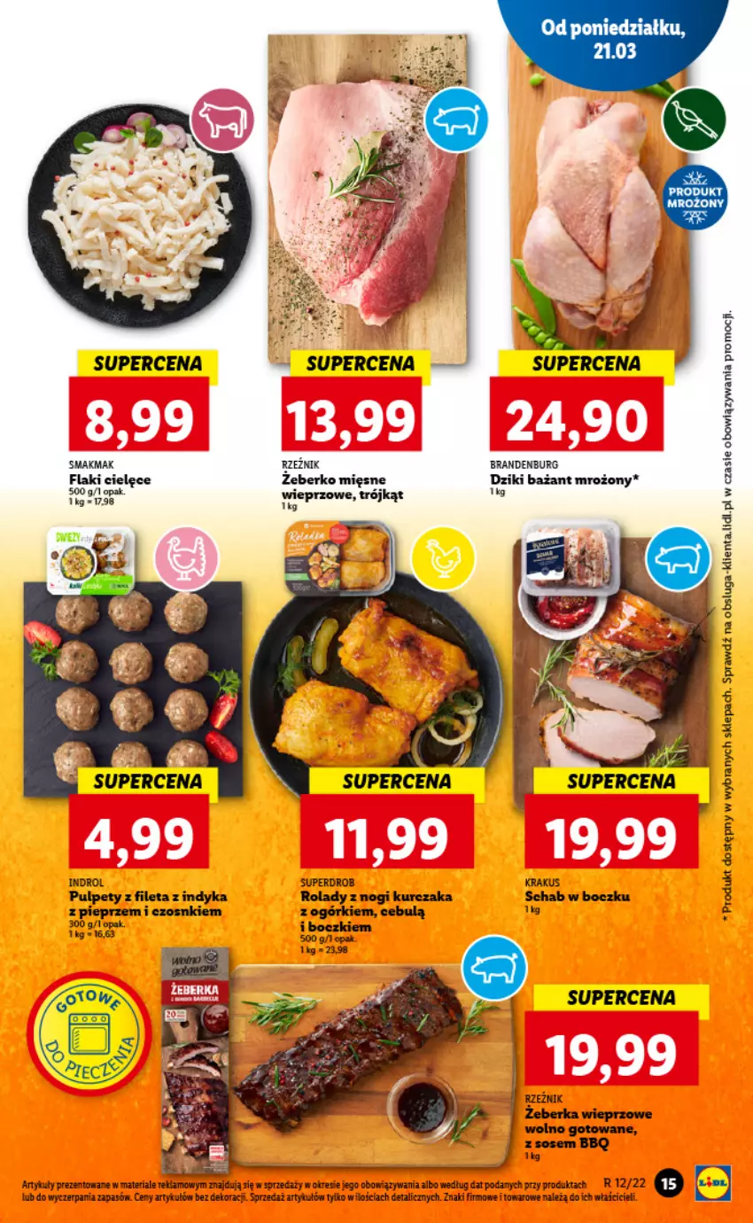 Gazetka promocyjna Lidl - GAZETKA - ważna 21.03 do 23.03.2022 - strona 15 - produkty: Drób, Flaki, Krakus, Kurczak, Pieprz, Pulpety, Sos