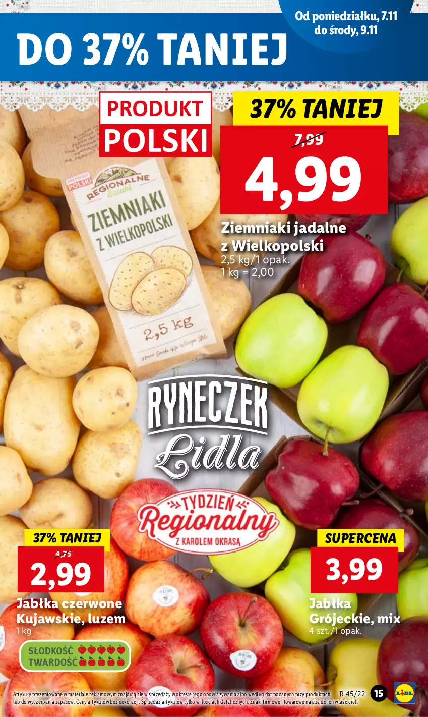 Gazetka promocyjna Lidl - GAZETKA - ważna 07.11 do 09.11.2022 - strona 15 - produkty: Jabłka, Kujawski, Ziemniaki