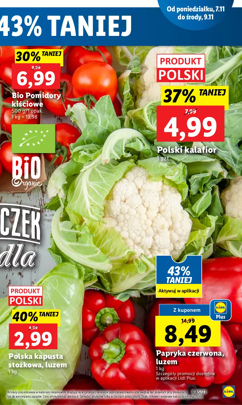 Gazetka promocyjna Lidl - GAZETKA - ważna 07.11 do 09.11.2022 - strona 21 - produkty: Kalafior, Papryka, Papryka czerwona, Pomidory