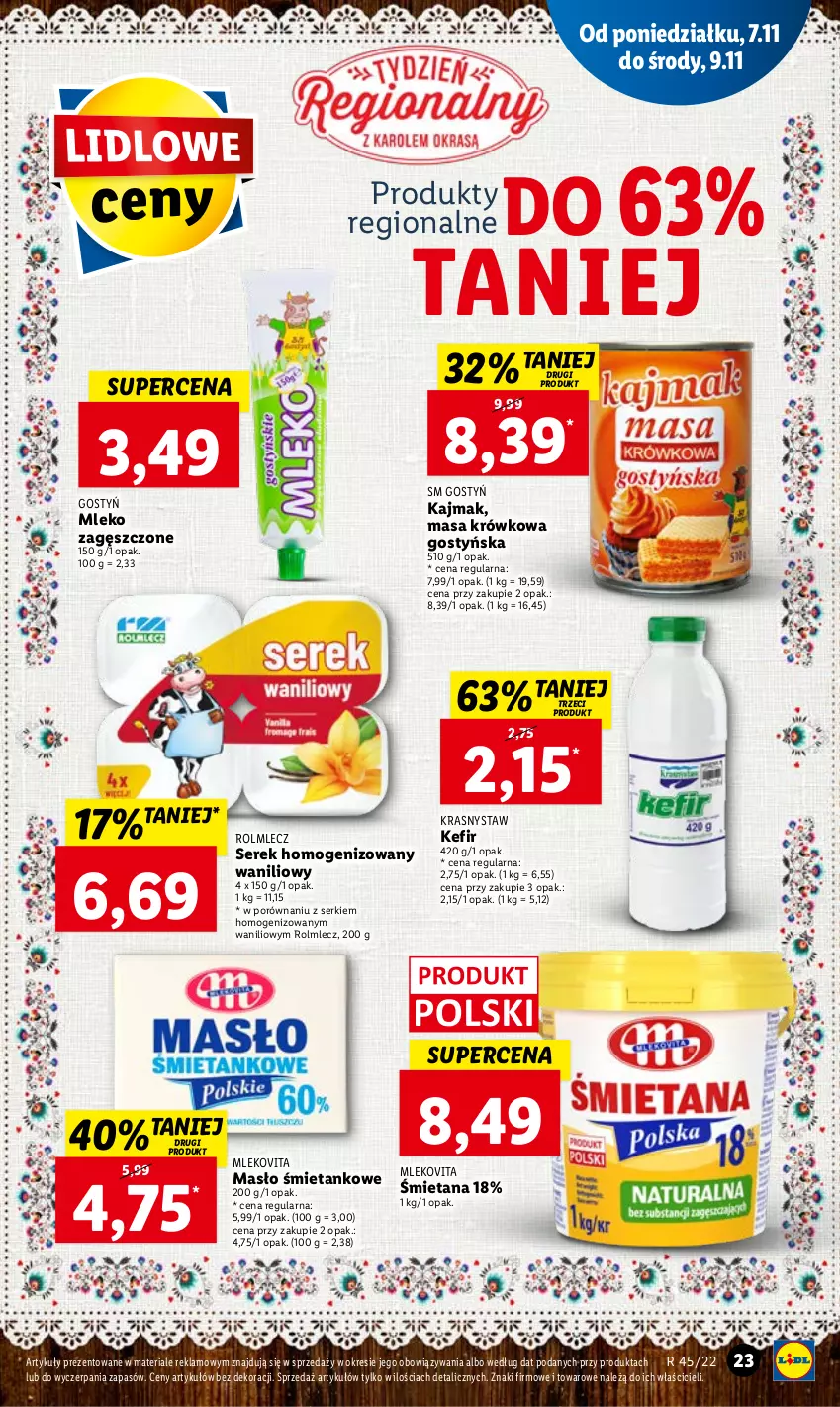 Gazetka promocyjna Lidl - GAZETKA - ważna 07.11 do 09.11.2022 - strona 27 - produkty: Kefir, Masa krówkowa, Masło, Mleko, Mleko zagęszczone, Mlekovita, Por, Rolmlecz, Ser, Serek, Serek homogenizowany