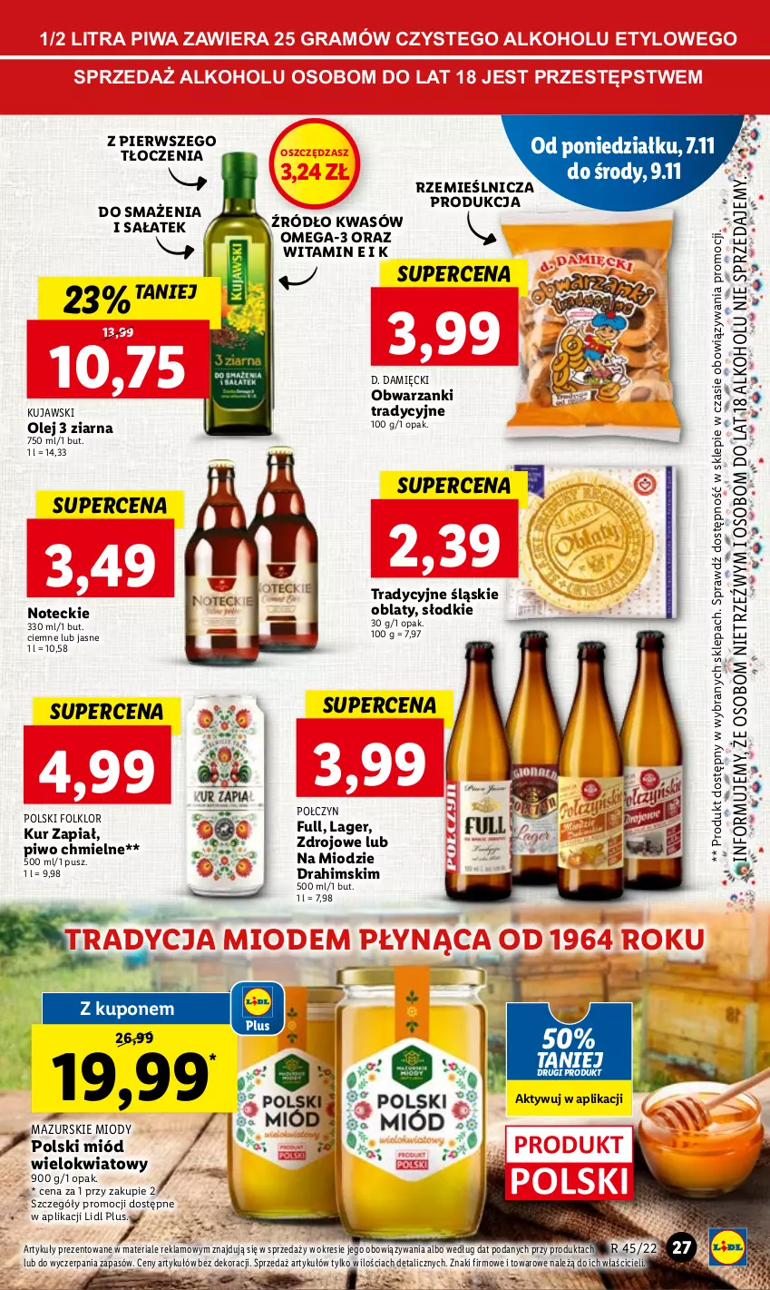 Gazetka promocyjna Lidl - GAZETKA - ważna 07.11 do 09.11.2022 - strona 31 - produkty: Gra, Kujawski, Miód, Olej, Omega-3, Piwa, Piwo, Sałat