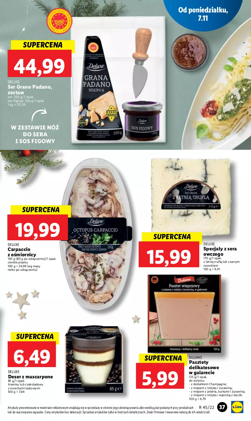 Gazetka promocyjna Lidl - GAZETKA - ważna 07.11 do 09.11.2022 - strona 41 - produkty: Carpaccio, Deser, Dulano, Gala, Gra, Mascarpone, Pasztet, Ser, Sos