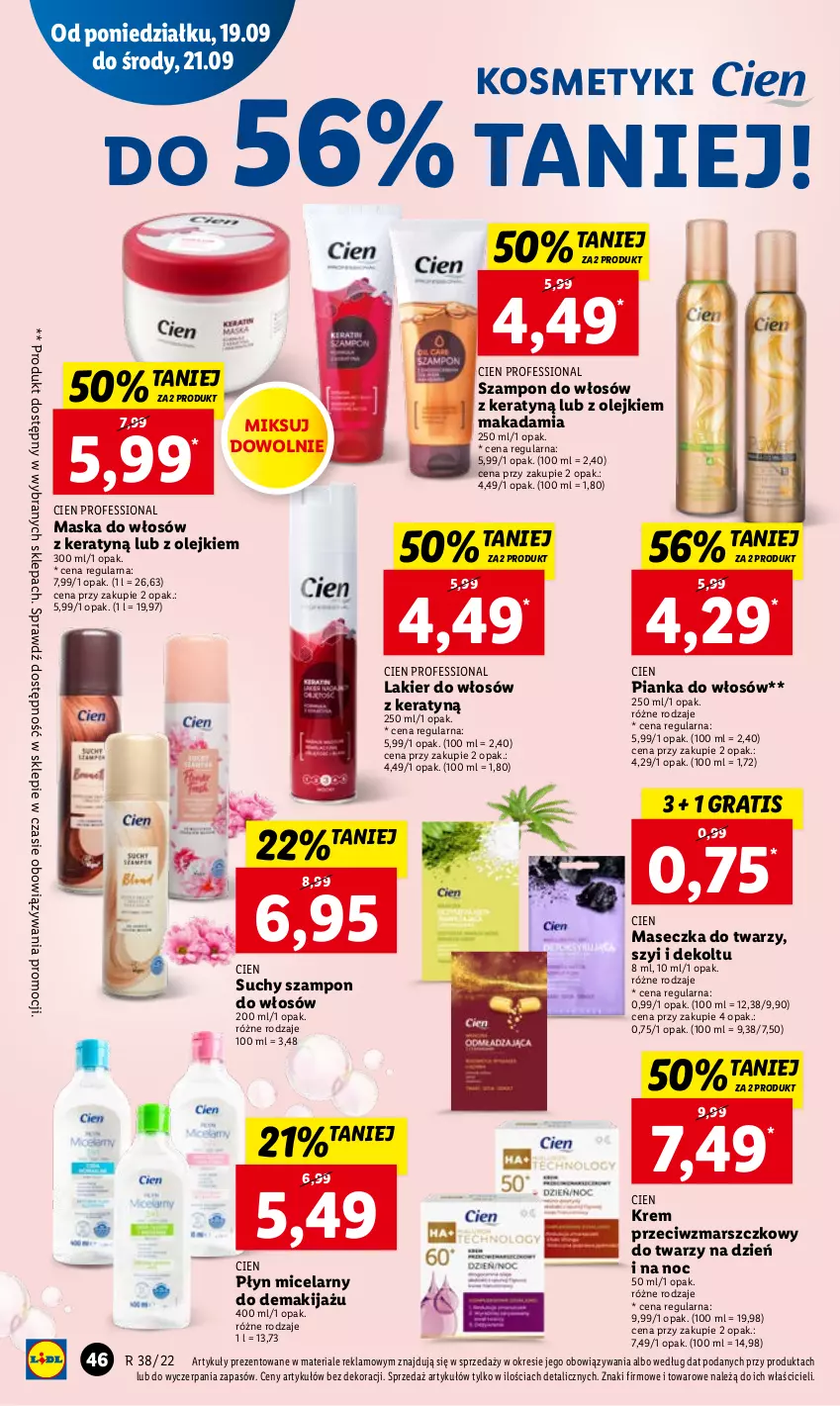 Gazetka promocyjna Lidl - GAZETKA - ważna 19.09 do 21.09.2022 - strona 48 - produkty: Gra, Krem przeciwzmarszczkowy, Lakier, Lakier do włosów, Makijaż, Mars, Maska, Maska do włosów, Olej, Pianka do włosów, Płyn micelarny, Suchy szampon, Szampon