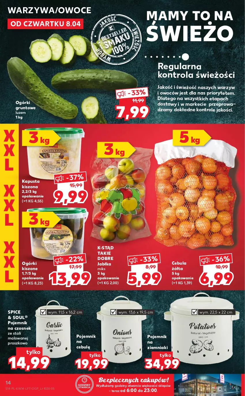 Gazetka promocyjna Kaufland - ważna 08.04 do 14.04.2021 - strona 14 - produkty: Cebula, Czosnek, Grunt, Jabłka, Owoce, Piec, Pojemnik, Tera, Warzywa, Ziemniaki