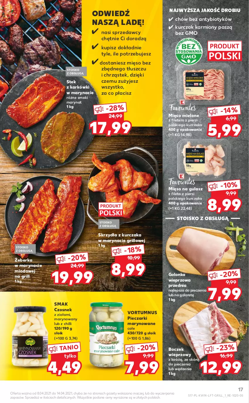 Gazetka promocyjna Kaufland - ważna 08.04 do 14.04.2021 - strona 17 - produkty: Boczek, Boczek wieprzowy, Czosnek, Gala, Golonka wieprzowa, Grill, Karmi, Kurczak, Mięso, Mięso mielone, Mięso na gulasz, Piec, Sprzedawcy, Stek