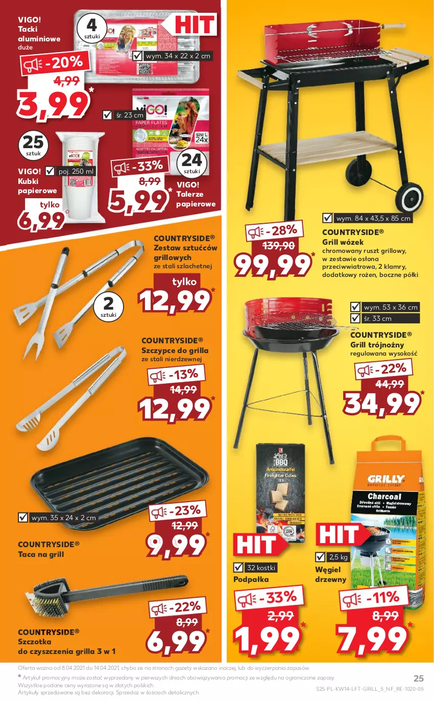 Gazetka promocyjna Kaufland - ważna 08.04 do 14.04.2021 - strona 25 - produkty: Gra, Grill, Noż, Papier, Sok, Szczotka, Szczypce, Taca, Talerz, Węgiel drzewny, Wózek, Zestaw sztućców