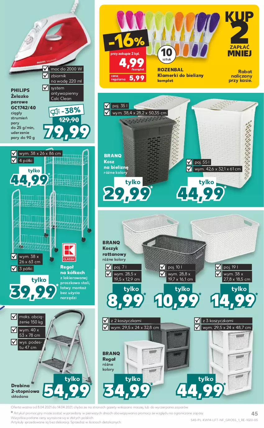 Gazetka promocyjna Kaufland - ważna 08.04 do 14.04.2021 - strona 45 - produkty: Drabina, Gra, Kosz, Kosz na bieliznę, Lakier, NBA, Philips, Regał, Rum, Top