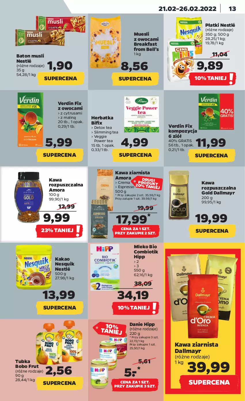 Gazetka promocyjna Netto - Gazetka spożywcza - ważna 21.02 do 26.02.2022 - strona 13 - produkty: Baton, Bell, Dallmayr, Fa, Gra, HiPP, Kakao, Kawa, Kawa rozpuszczalna, Kawa ziarnista, Mleko, Mus, Nesquik, Nestlé