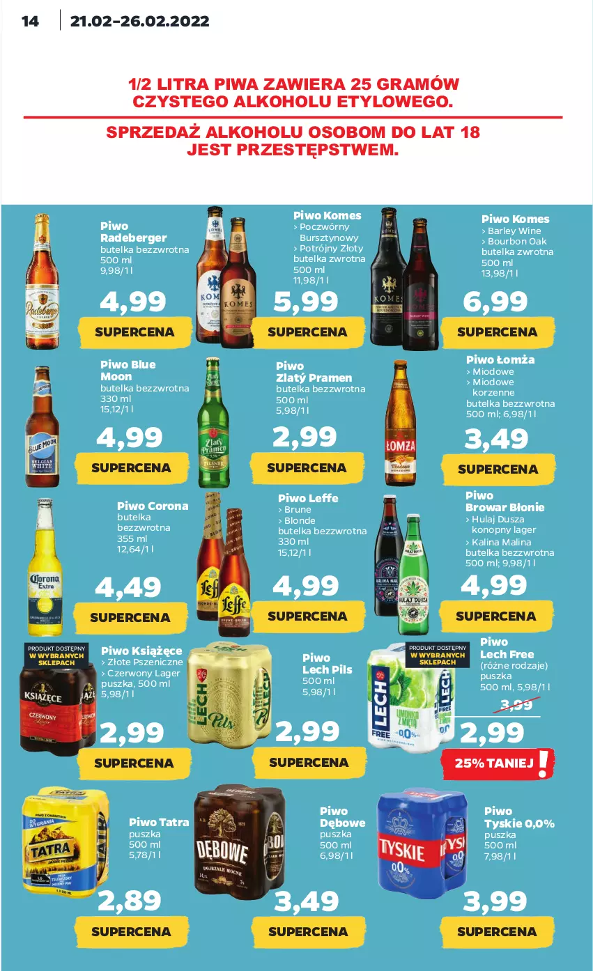 Gazetka promocyjna Netto - Gazetka spożywcza - ważna 21.02 do 26.02.2022 - strona 14 - produkty: Bourbon, Bursztyn, Gra, Książęce, Piwa, Piwo, Tatra, Tyskie