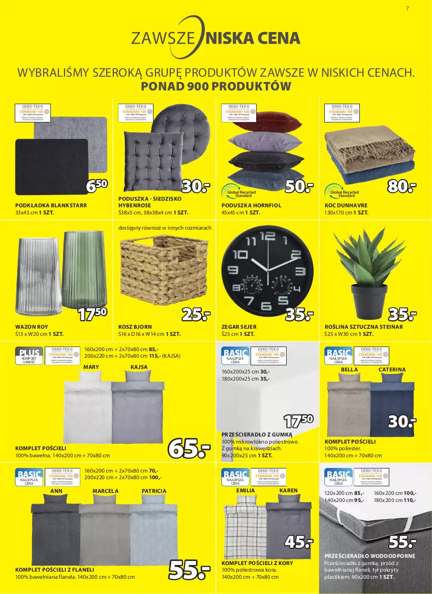 Gazetka promocyjna Jysk - Oferta tygodnia - ważna 25.05 do 07.06.2022 - strona 8 - produkty: Bell, Bella, Koc, Komplet pościeli, Kosz, Podkład, Podkładka, Poduszka, Por, Pościel, Prześcieradło, Roślina sztuczna, Siedzisko, Wazon, Wełna, Zegar