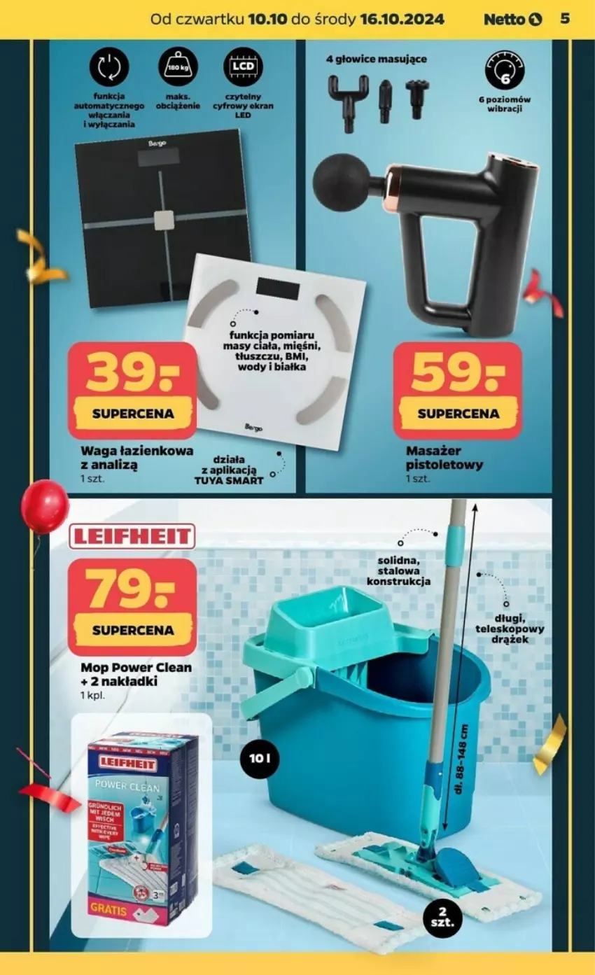 Gazetka promocyjna Netto - ważna 10.10 do 16.10.2024 - strona 5 - produkty: Masażer, Mop, Pistolet, Teleskop, Waga, Waga łazienkowa