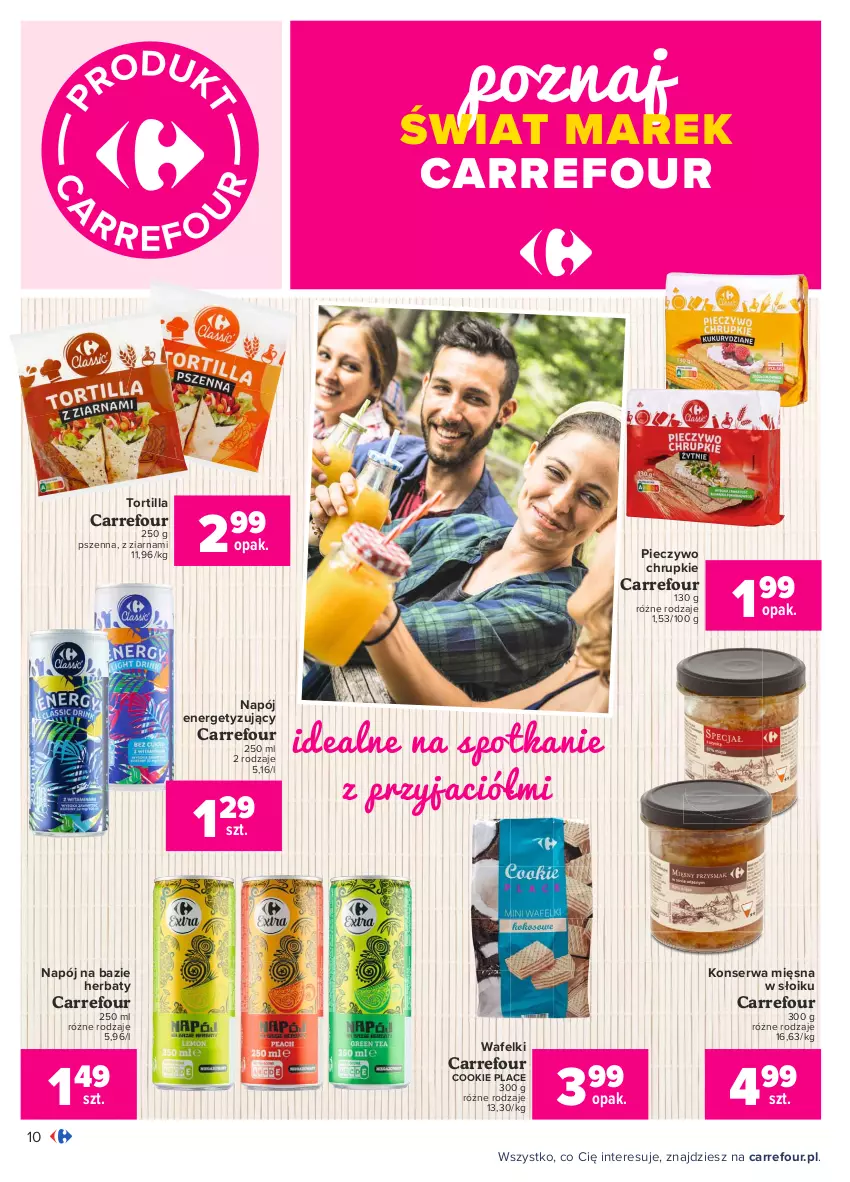 Gazetka promocyjna Carrefour - Gazetka Carrefour - ważna 09.08 do 21.08.2021 - strona 10 - produkty: Chrupki, Napój, Piec, Pieczywo, Pieczywo chrupkie, Ser, Tortilla