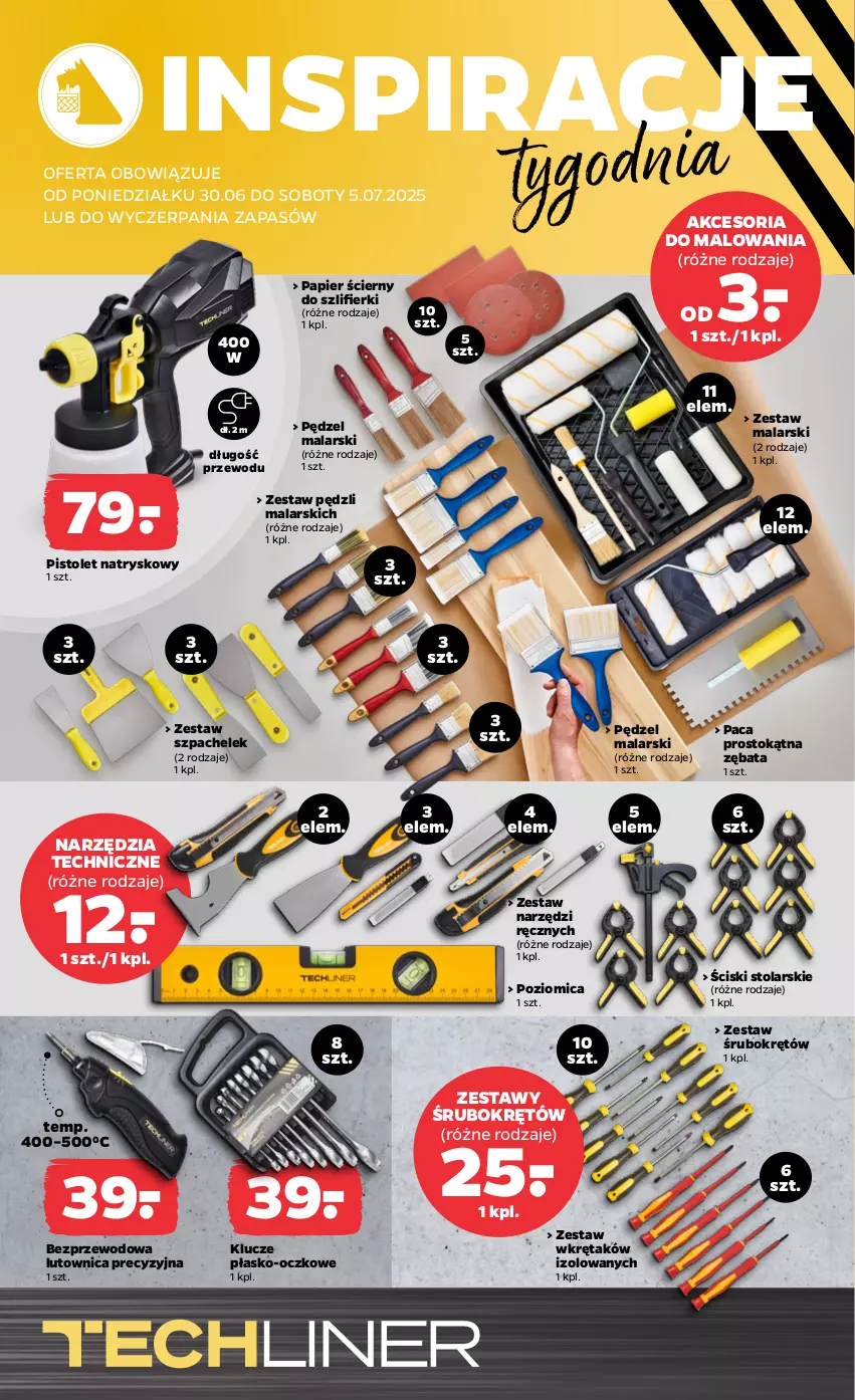 Gazetka promocyjna Netto - Od Poniedziałku Przemysłowa - ważna 30.06 do 05.07.2025 - strona 2 - produkty: Papier, Papier ścierny, Pistolet, Poziomica, Wkręt, Zestaw narzędzi, Zestaw pędzli, Zestaw wkrętaków