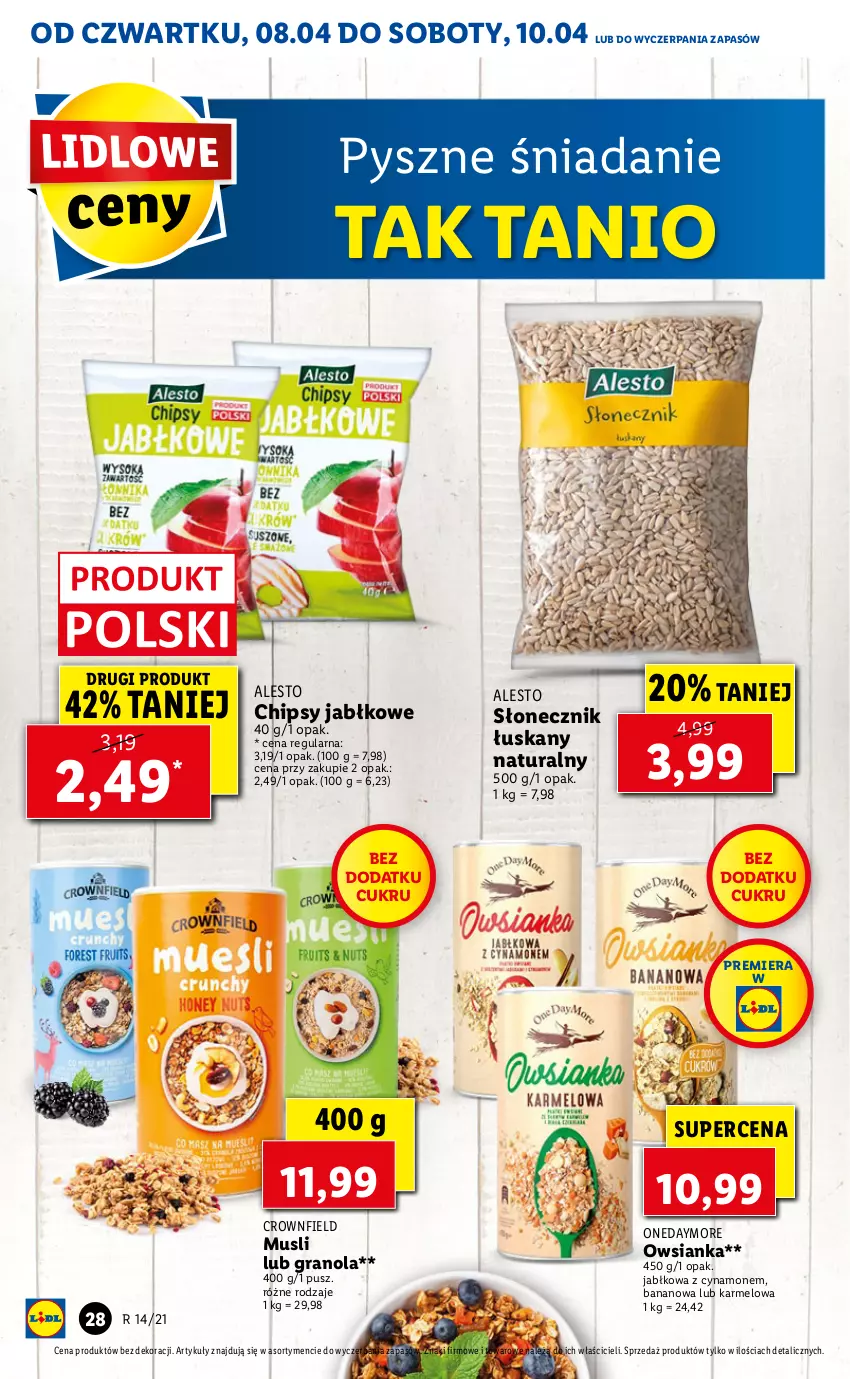 Gazetka promocyjna Lidl - Od Czwartku - ważna 08.04 do 10.04.2021 - strona 28 - produkty: Chipsy, Gra, Granola, Mus, Owsianka