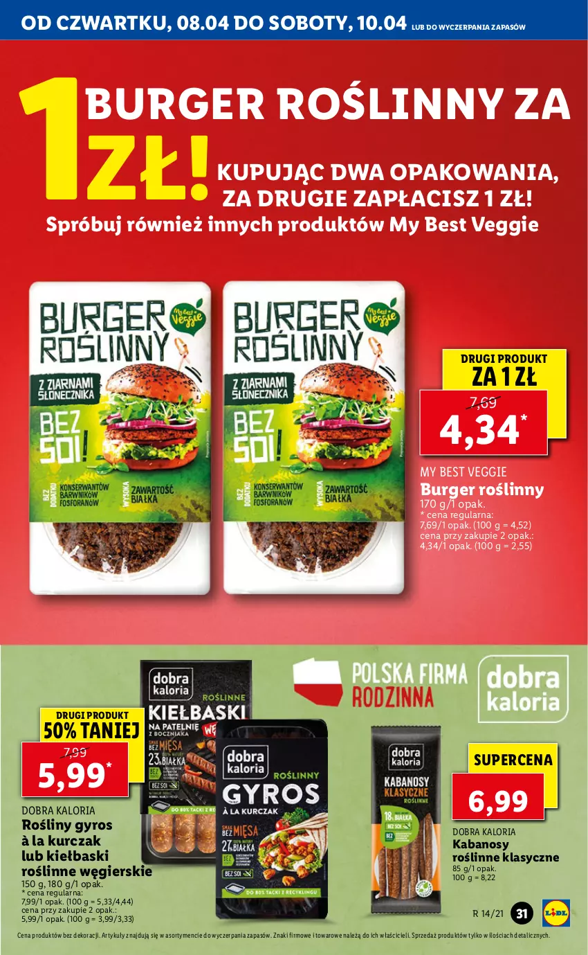 Gazetka promocyjna Lidl - Od Czwartku - ważna 08.04 do 10.04.2021 - strona 31 - produkty: Burger, Gyros, Kabanos, Kurczak