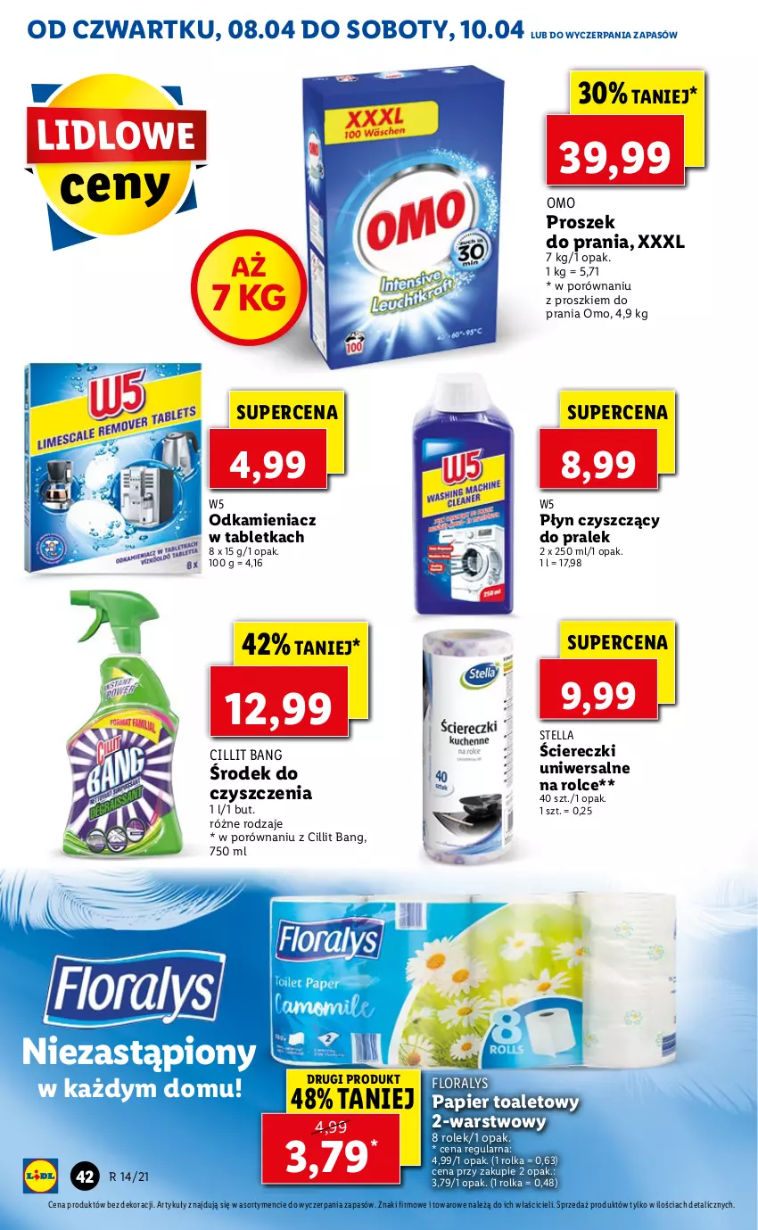 Gazetka promocyjna Lidl - Od Czwartku - ważna 08.04 do 10.04.2021 - strona 42 - produkty: Cillit Bang, Flora, Odkamieniacz, Papier, Papier toaletowy, Por, Proszek do prania, Tablet