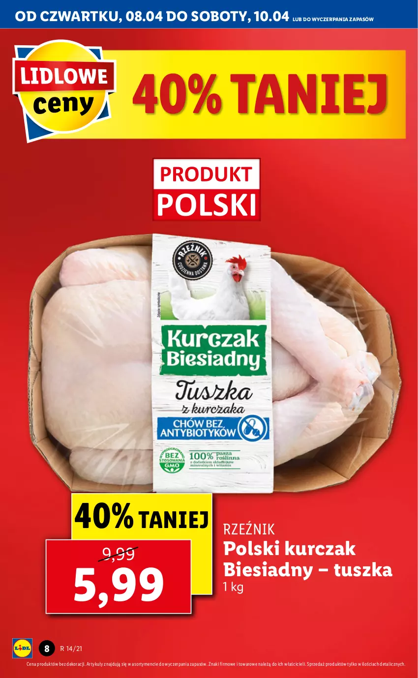 Gazetka promocyjna Lidl - Od Czwartku - ważna 08.04 do 10.04.2021 - strona 8 - produkty: Kurczak, Tusz