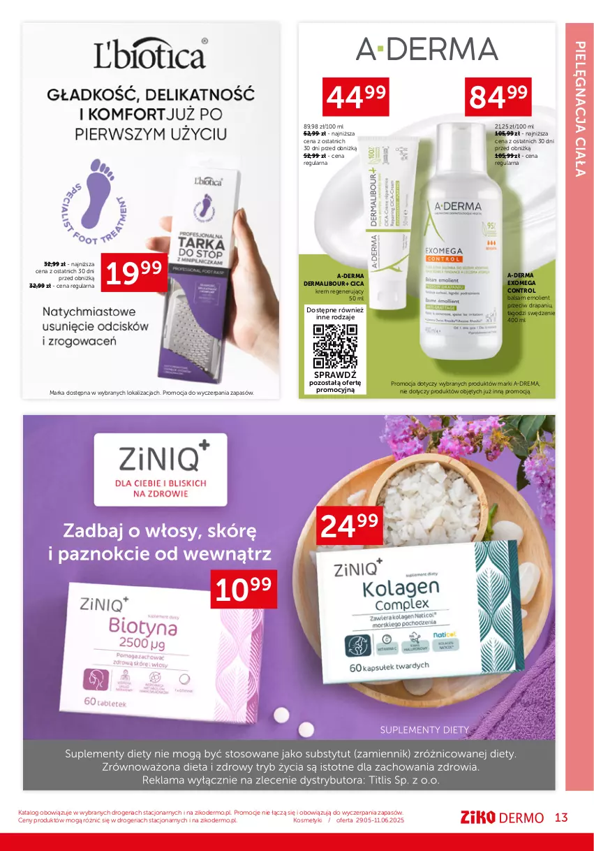 Gazetka promocyjna Ziko - Gazetka Ziko Dermo - ważna 29.05 do 11.06.2025 - strona 13 - produkty: A-derma, Control, Krem regenerujący