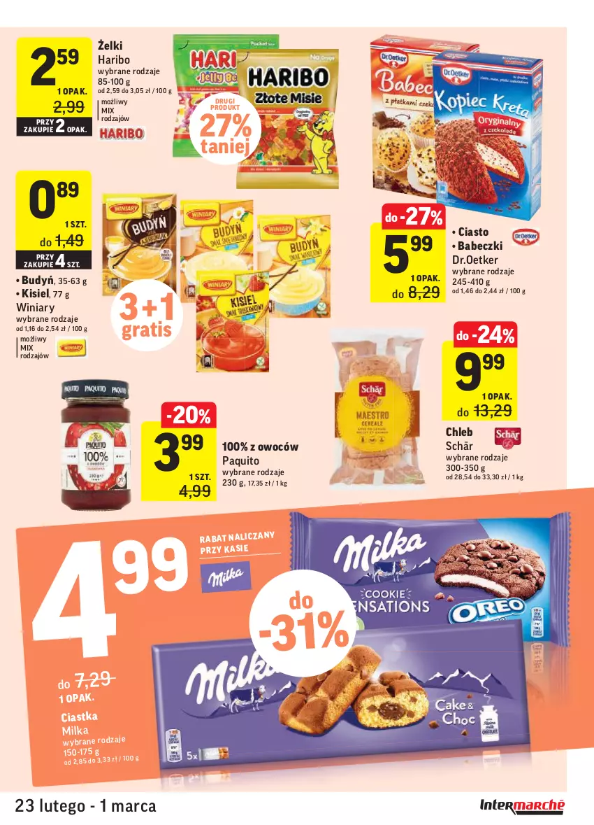 Gazetka promocyjna Intermarche - Okazje tygodnia - ważna 23.02 do 01.03.2021 - strona 23 - produkty: Babeczki, Budyń, Chleb, Gra, Haribo, Kisiel, Milka, Winiary