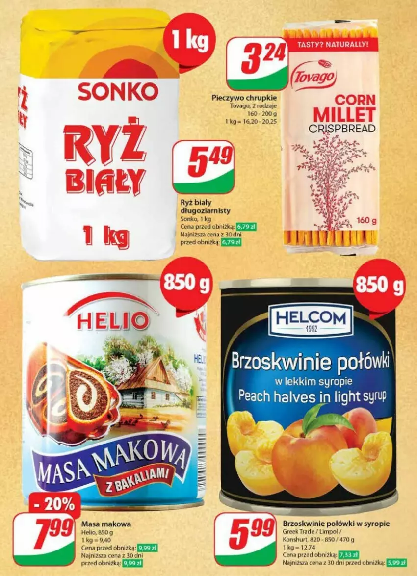 Gazetka promocyjna Dino - ważna 29.05 do 04.06.2024 - strona 11 - produkty: Brzoskwinie, Chrupki, Helio, Piec, Pieczywo, Pieczywo chrupkie, Ryż, Ryż biały, Sonko, Syrop