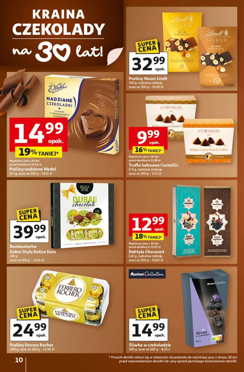 Gazetka promocyjna Auchan - 30 Lat Hipermarket - ważna 22.01 do 28.01.2026 - strona 10 - produkty: Daktyle, Ferrero, Ferrero Rocher, Kakao, Lindt, Praliny
