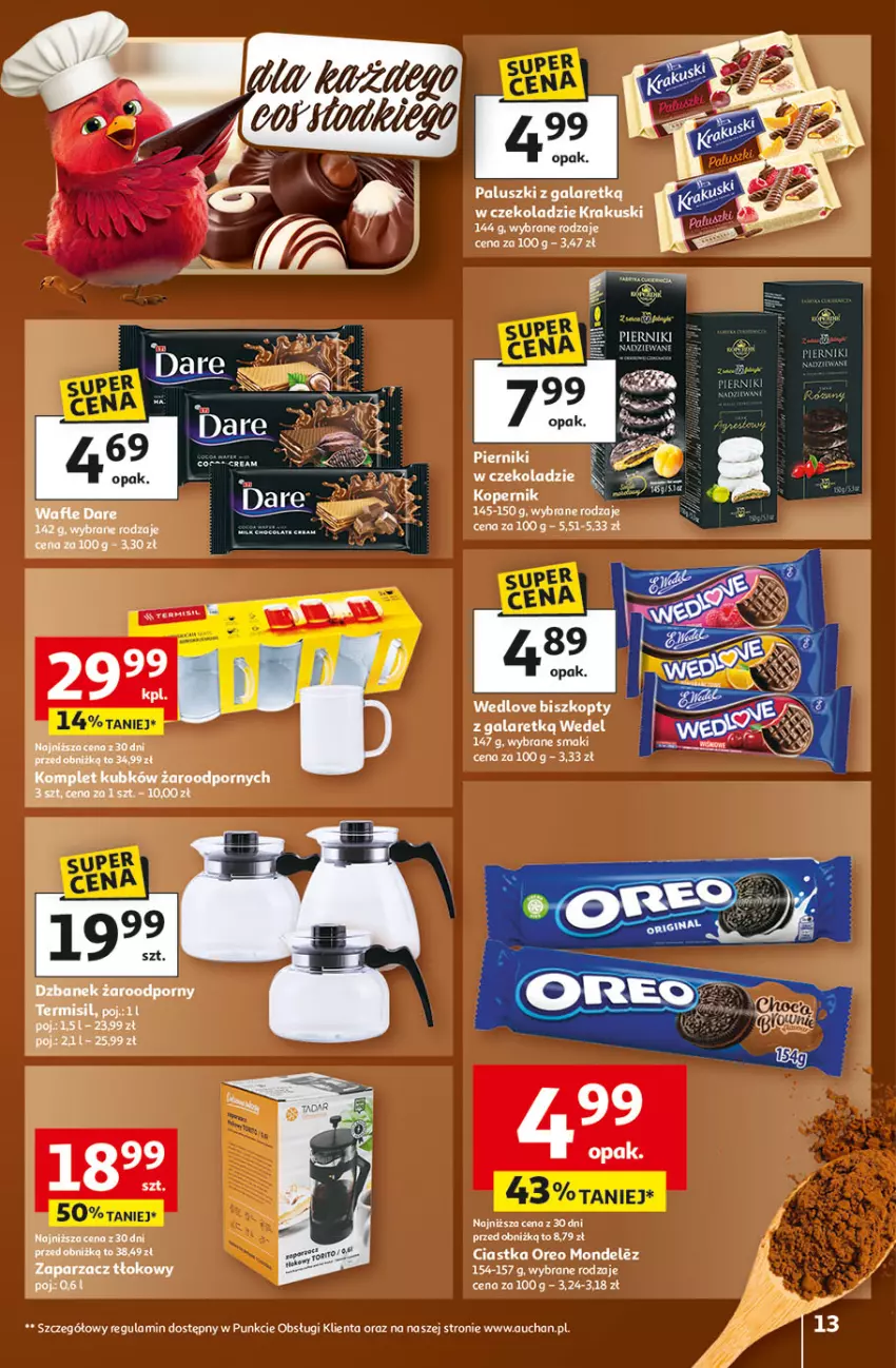 Gazetka promocyjna Auchan - 30 Lat Hipermarket - ważna 22.01 do 28.01.2026 - strona 13 - produkty: Biszkopty, Ciastka, Gala, Krakus, Krakuski, Oreo, Piernik, Pierniki w czekoladzie, Por, Wafle, Zaparzacz