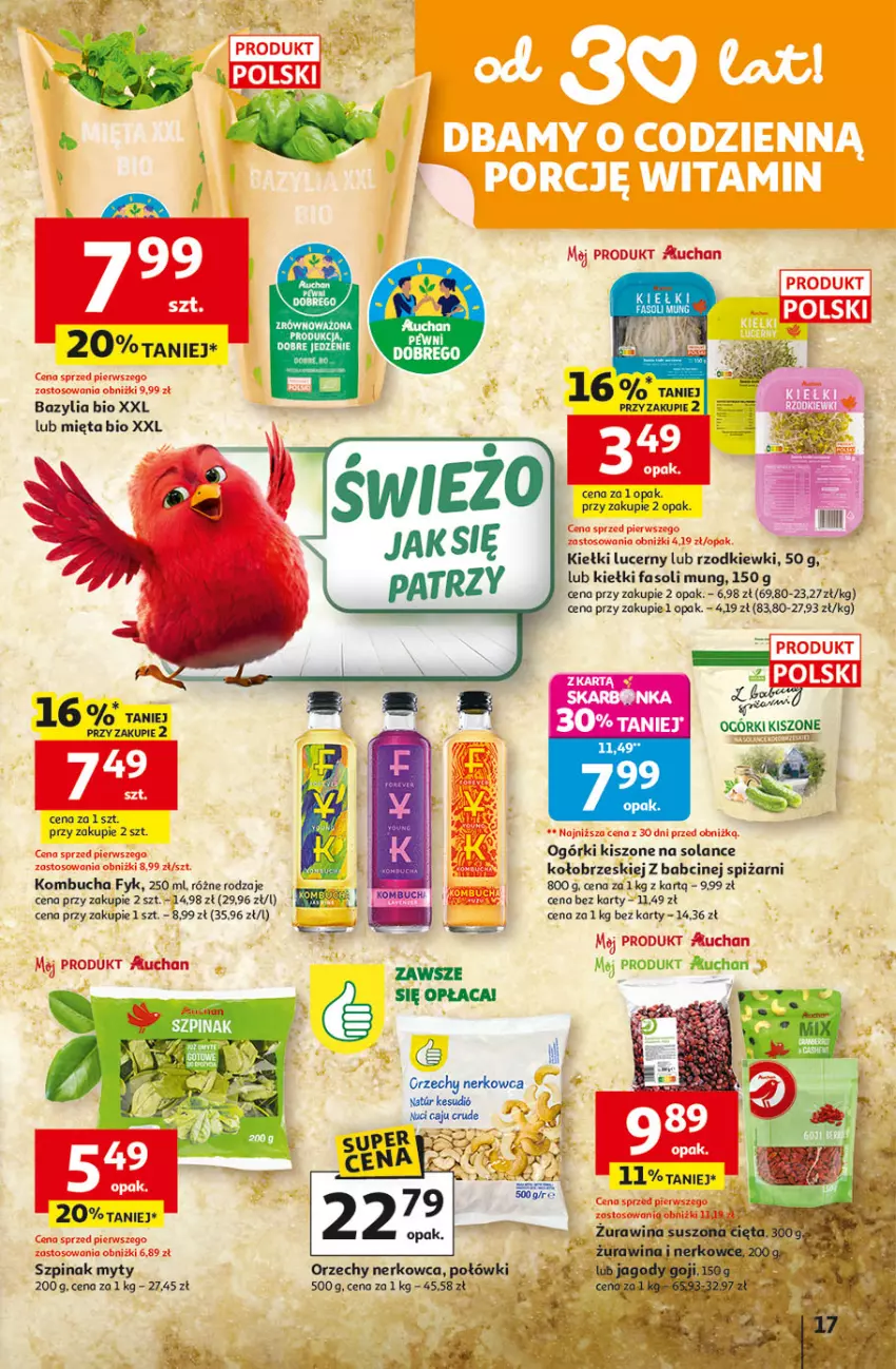 Gazetka promocyjna Auchan - 30 Lat Hipermarket - ważna 22.01 do 28.01.2026 - strona 17 - produkty: Bazyl, Bazylia, Fa, Fasoli mung, Jagody, Jagody goji, Kiełki, Koc, Mięta, Solan, Szpinak