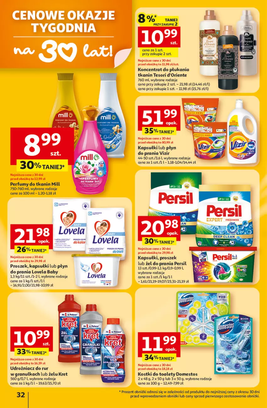 Gazetka promocyjna Auchan - 30 Lat Hipermarket - ważna 22.01 do 28.01.2026 - strona 32 - produkty: Domestos, Gra, Kret, Lovela, Perfum, Persil, Płyn do prania, Vizir