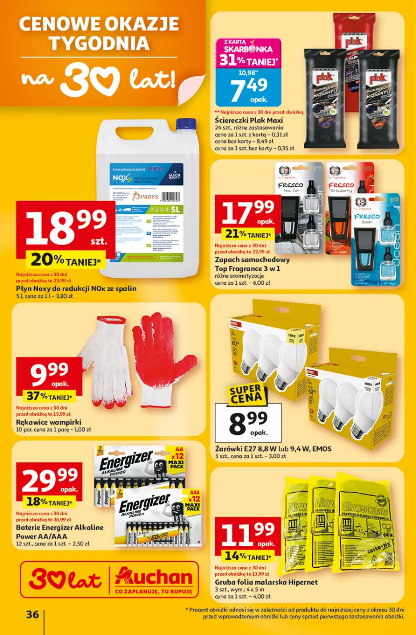 Gazetka promocyjna Auchan - 30 Lat Hipermarket - ważna 22.01 do 28.01.2026 - strona 36 - produkty: Energizer, Folia malarska, Gra, Por, Rękawice, Top